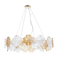 Люстра подвесная Mallika A4077SP-10GO Arte Lamp прозрачная янтарная на 10 ламп, основание золотое в стиле современный флористика Люстра подвесная Mallika A4077SP-10GO Arte Lamp прозрачная янтарная на 10 ламп, основание золотое в стиле современный флористика